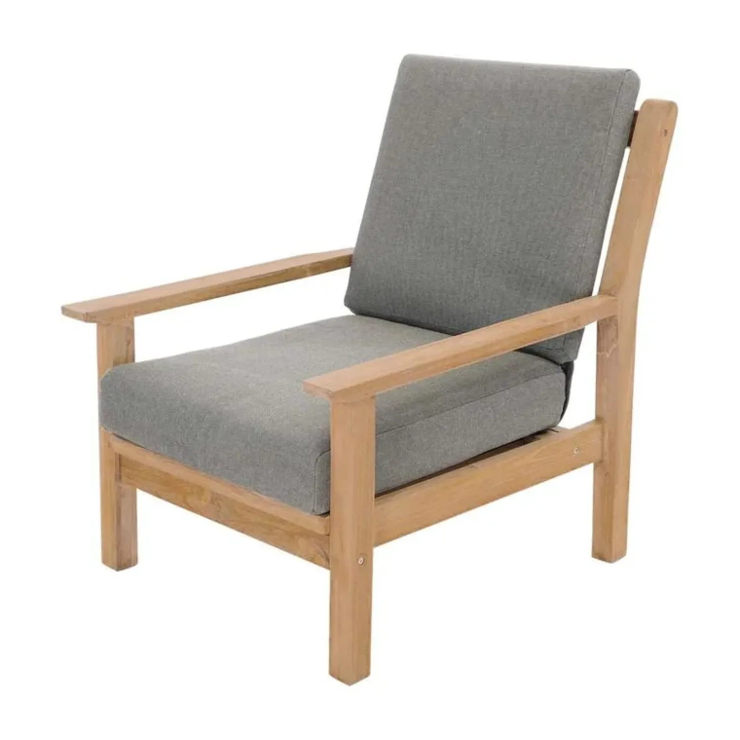 Lesli Living Tuinstoelen|Teak Loungestoel teak met kussen