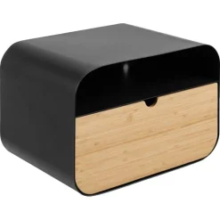 Nordhavn Nachtkastjes|Industriele Kasten|Temari Nachtkastje Zwart/Hout ronde hoeken 35cm