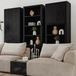 Tower living Wandkasten|Vakkenkasten|Tenna Vakkenkast Zwart mangohout 80cm