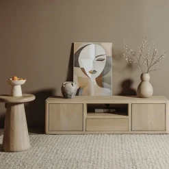 Tower living Industriele Kasten|Tv Meubels|Tenna zwevend Tv meubel naturel mangohout 150cm