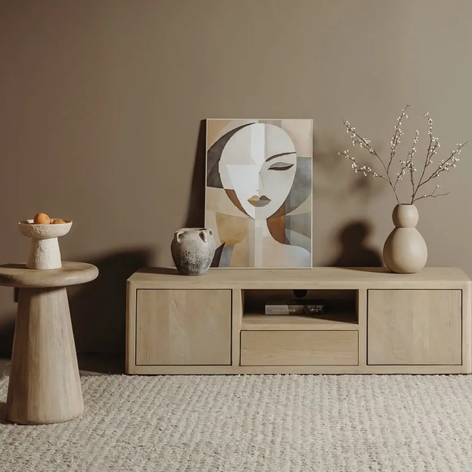 Tower living Industriele Kasten|Tv Meubels|Tenna zwevend Tv meubel naturel mangohout 150cm