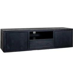 Tower living Industriele Kasten|Tv Meubels|Tenna Zwevend Tv meubel zwart mangohout 150cm