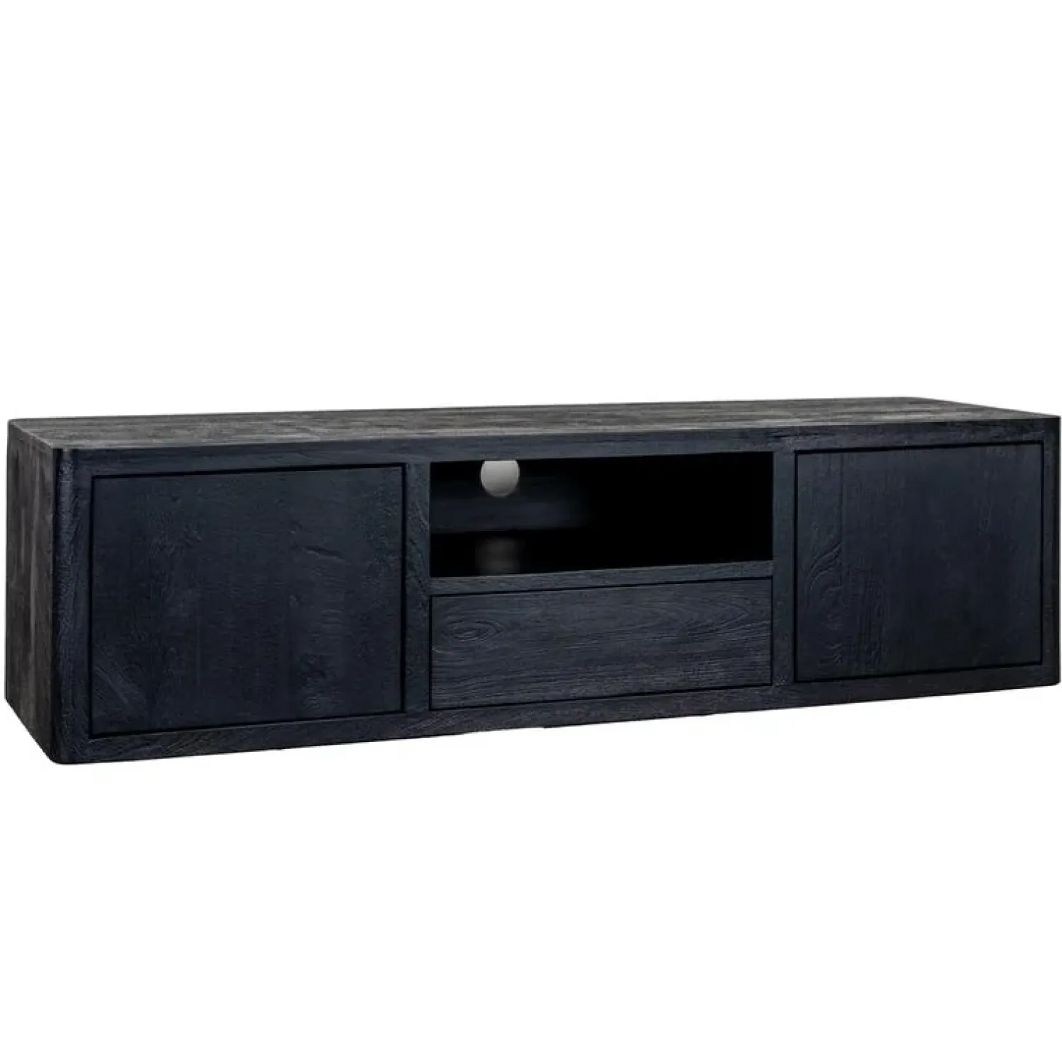Tower living Industriele Kasten|Tv Meubels|Tenna Zwevend Tv meubel zwart mangohout 150cm