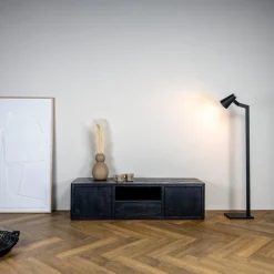 Tower living Industriele Kasten|Tv Meubels|Tenna Zwevend Tv meubel zwart mangohout 150cm