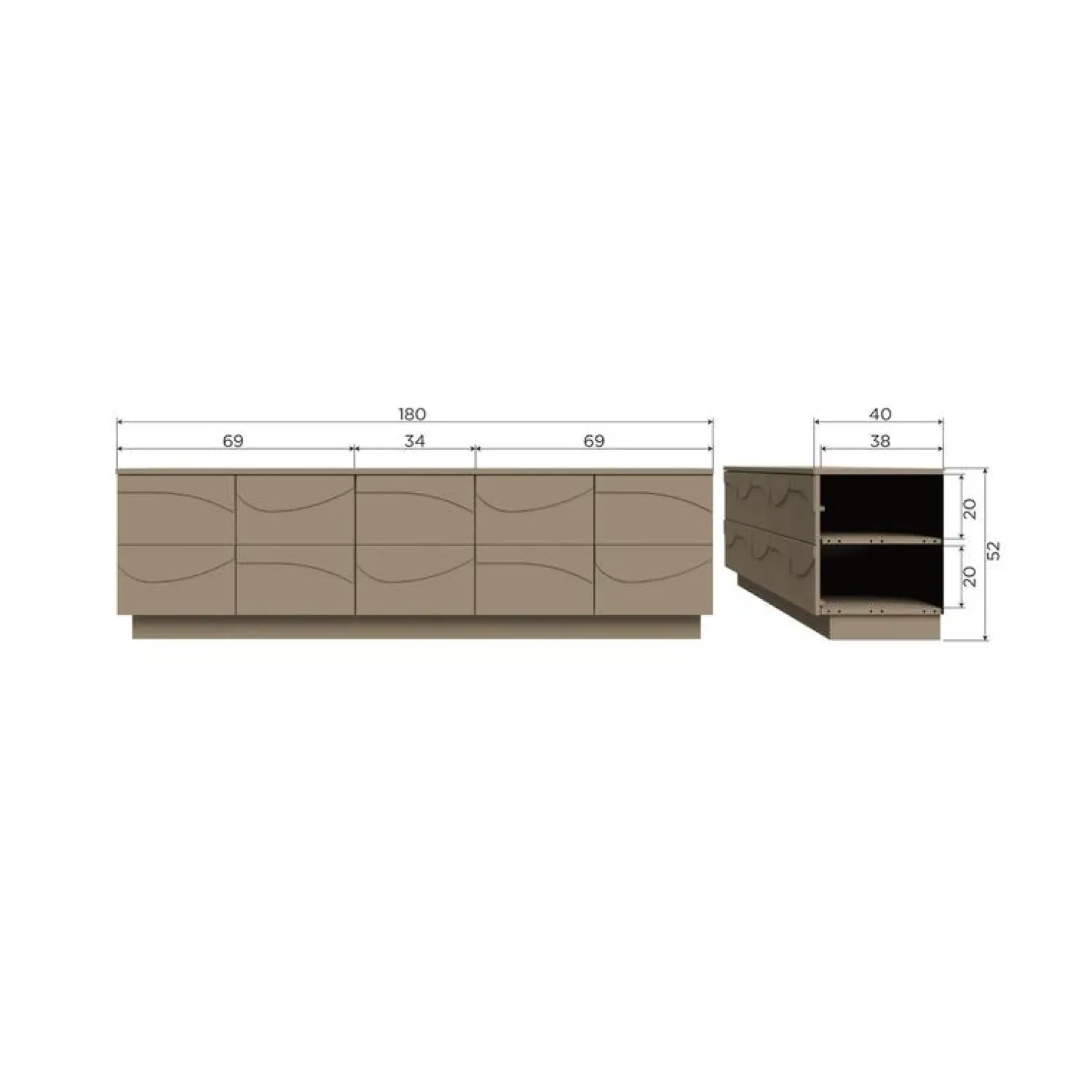 WOOOD Industriele Kasten|Tv Meubels|Teo Tv meubel Grenen Mud 180cm