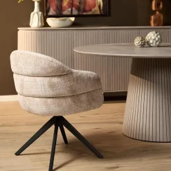 Furndea Eetkamerstoelen|Tessa Eetkamerstoel Beige met Zwarte poot