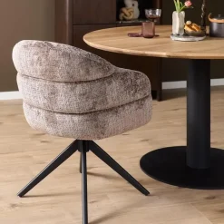 Furndea Eetkamerstoelen|Tessa Eetkamerstoel Clay met Zwarte poot