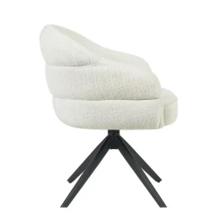 Furndea Eetkamerstoelen|Tessa Eetkamerstoel Gebroken wit met Zwarte poot