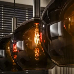Kalfort Hanglampen|Glazen Hanglamp|Tessio 3-lichts Hanglamp Bruin glas