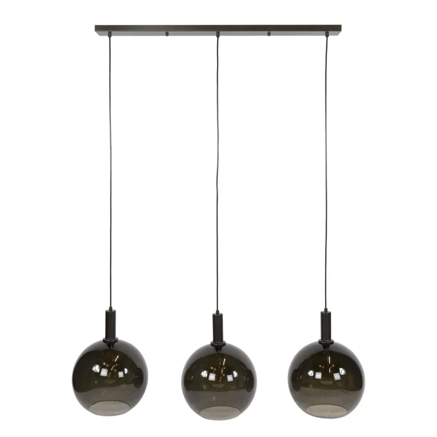 Kalfort Hanglampen|Glazen Hanglamp|Tessio 3-lichts Hanglamp Bruin glas