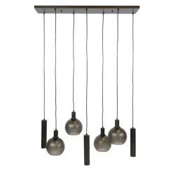 Kalfort Hanglampen|Glazen Hanglamp|Tessio 7-lichts Hanglamp bruin-frosted