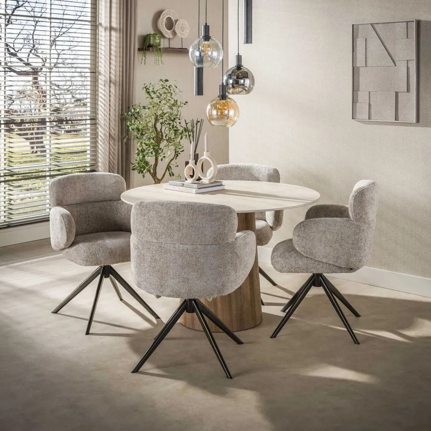 Kalfort Hanglampen|Glazen Hanglamp|Tessio 5-lichts Hanglamp Getrapt Multikleur glas