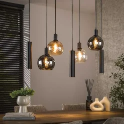 Kalfort Hanglampen|Glazen Hanglamp|Tessio 7-lichts Hanglamp Multikleur glas