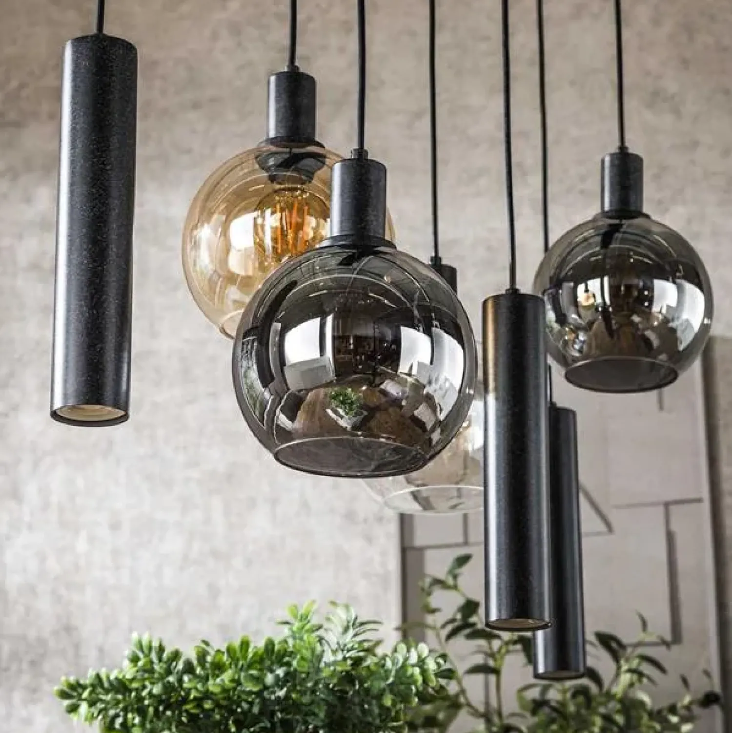 Kalfort Hanglampen|Glazen Hanglamp|Tessio 7-lichts Hanglamp Multikleur glas