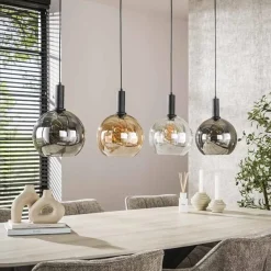 Kalfort Hanglampen|Glazen Hanglamp|Tessio 4-lichts Hanglamp Multikleur glas