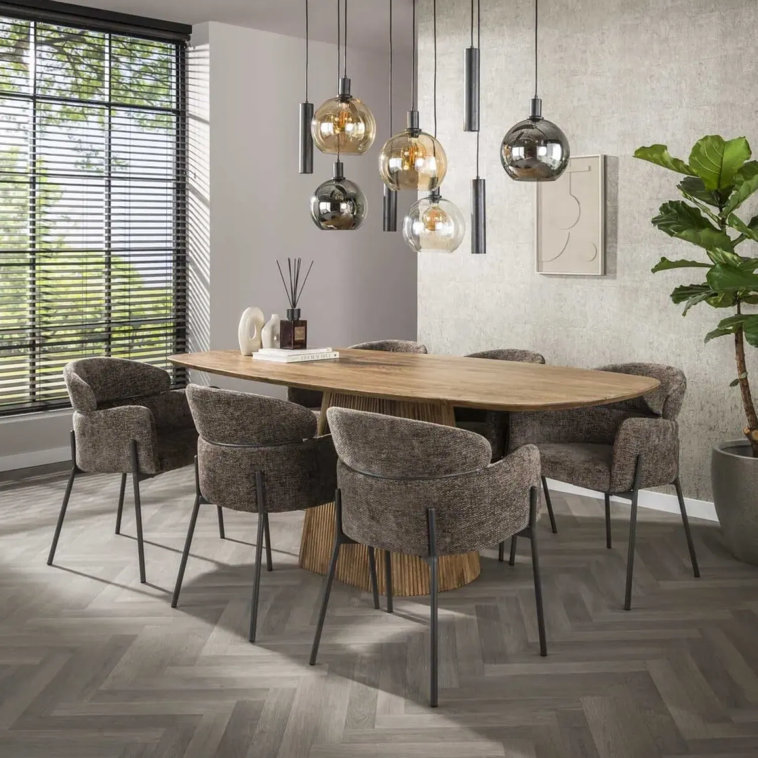 Kalfort Hanglampen|Glazen Hanglamp|Tessio 9-lichts Hanglamp Multikleur glas