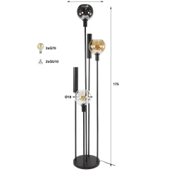 Kalfort Vloerlampen|Tessio 5-lichts Vloerlamp Multikleur glas