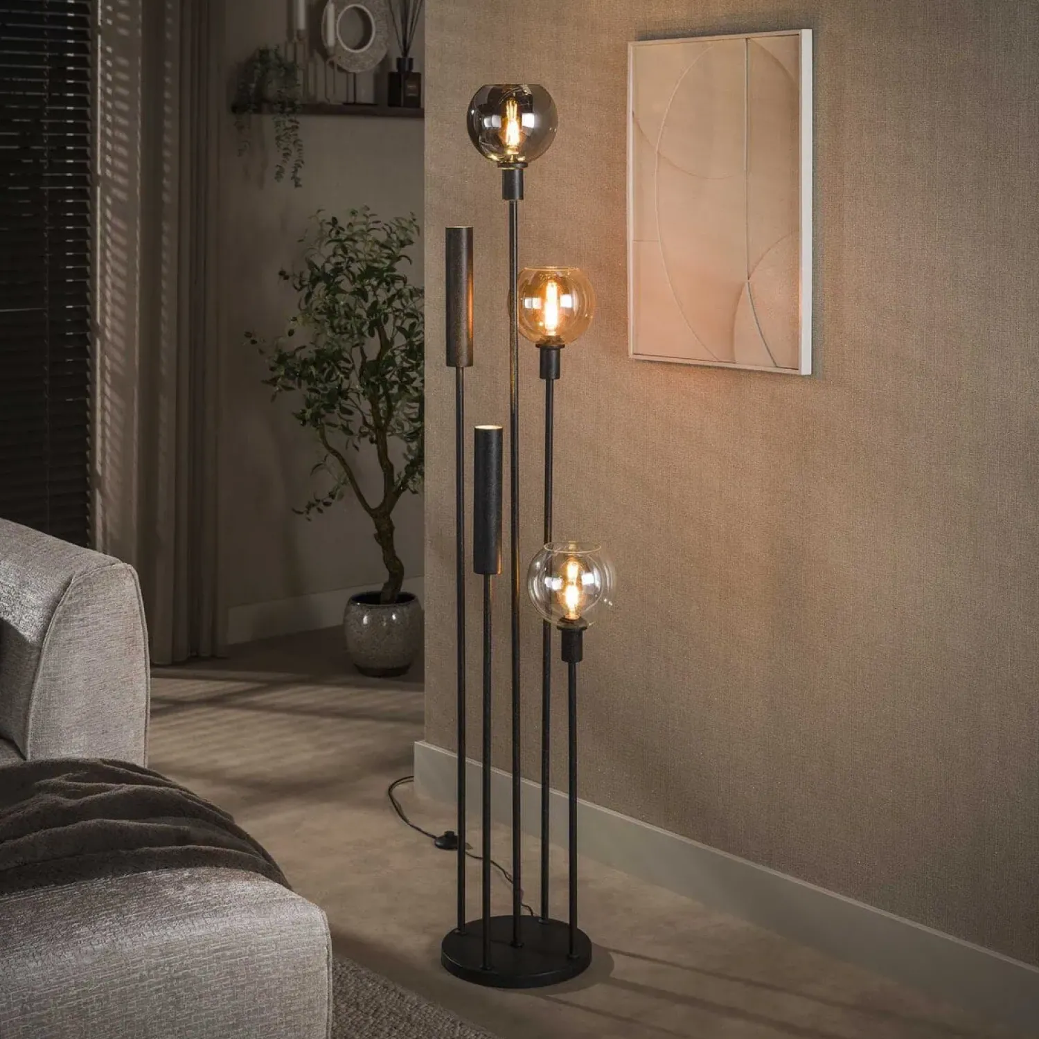 Kalfort Vloerlampen|Tessio 5-lichts Vloerlamp Multikleur glas