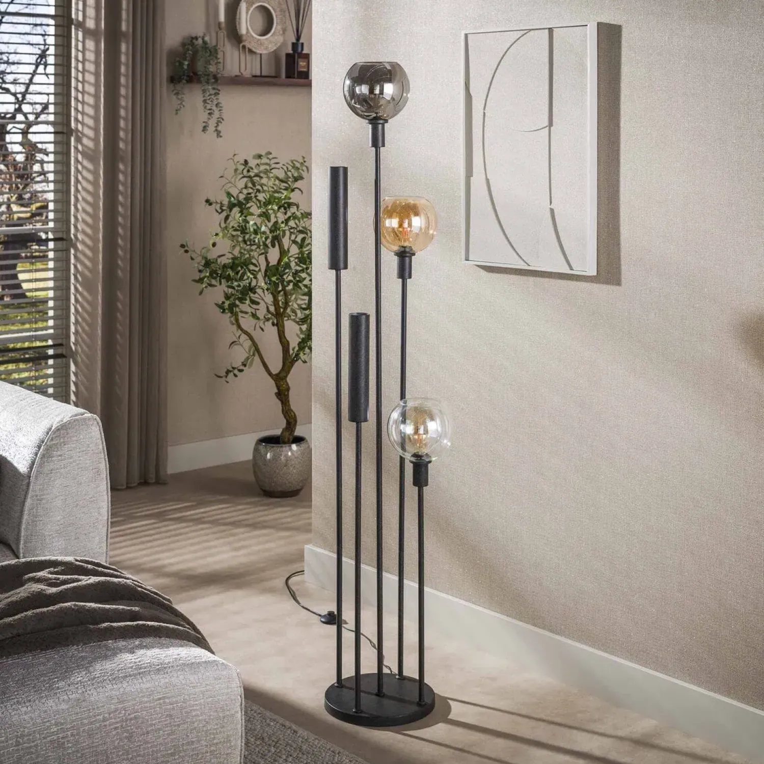 Kalfort Vloerlampen|Tessio 5-lichts Vloerlamp Multikleur glas
