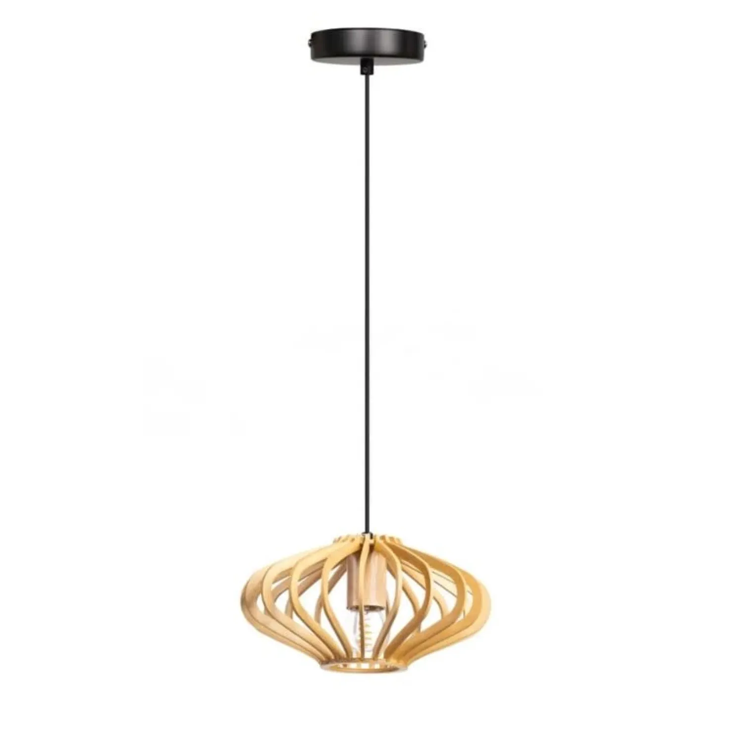 Trading Lighting Hanglampen|Tess 1-lichts Hanglamp hout plat