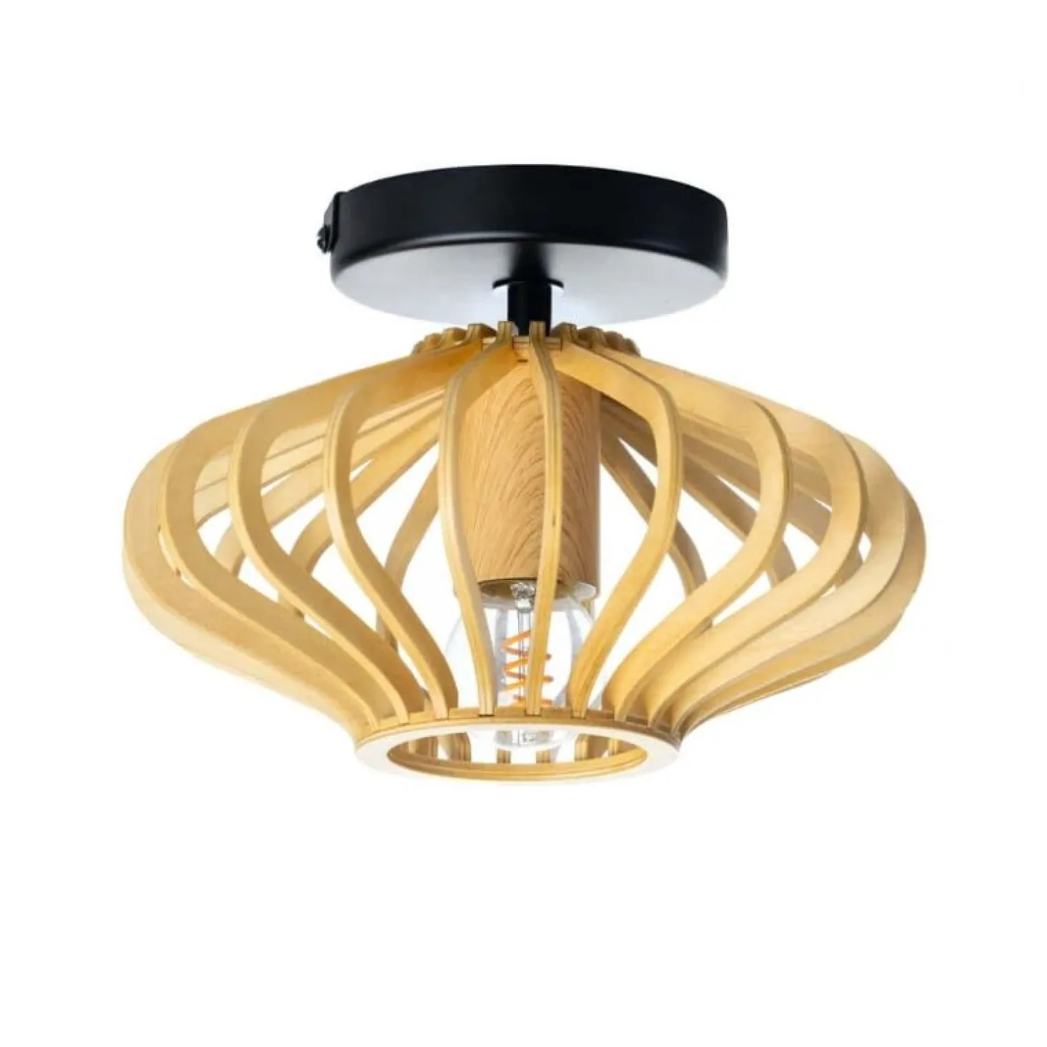 Trading Lighting Plafondlampen|Tess 1-lichts plafondlamp hout 25cm