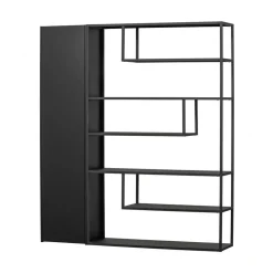 WOOOD Wandkasten|Industriele Kasten|Teun Wandkast smal Grenen zwart 44cm