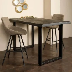 Tower living Eettafels|Tiago bartafel met U poot acacia hout zwart 160x90x95