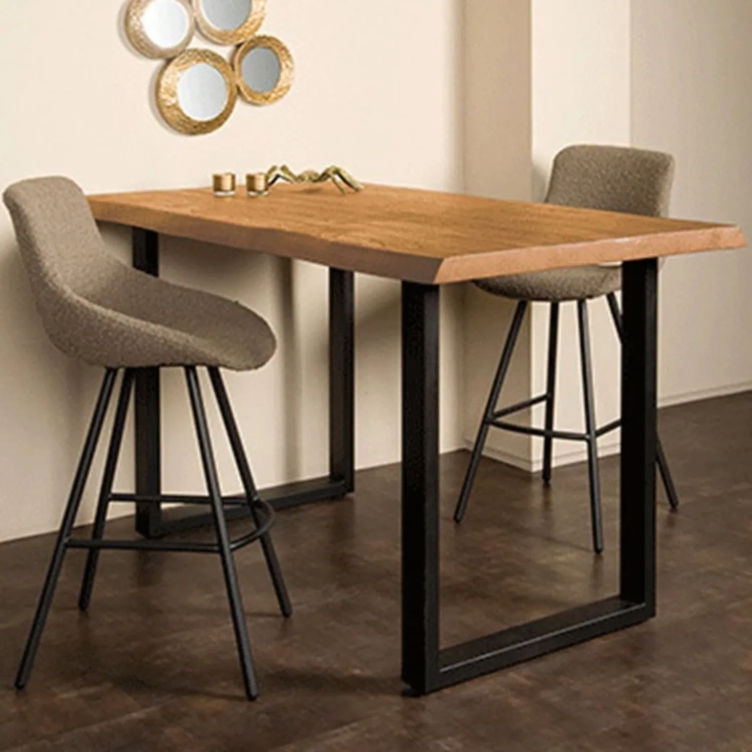 Tower living Eettafels|Tiago bartafel met U poot acacia hout naturel 160x90x95