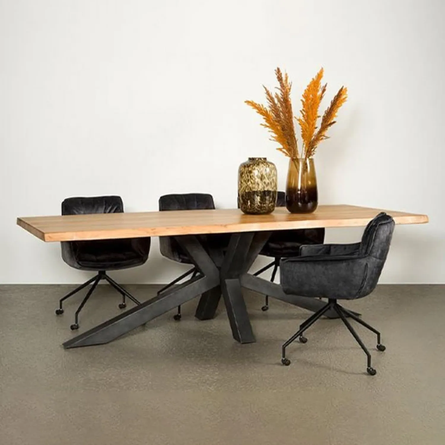 Tower living Eettafels|Tiago Eettafel met spinpoot rechthoek acacia hout naturel 220×100