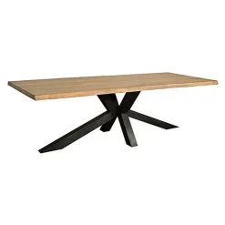 Tower living Eettafels|Tiago Eettafel met spinpoot rechthoek acacia hout naturel 240×100