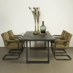 Tower living Eettafels|Tiago Eettafel met U poot rechthoek acacia hout zwart 160×90
