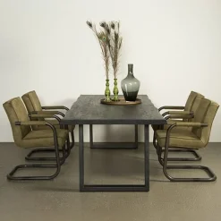 Tower living Eettafels|Tiago Eettafel met U poot rechthoek acacia hout zwart 200×100