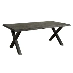 Tower living Eettafels|Tiago Eettafel met X poot rechthoek acacia hout zwart 160×90