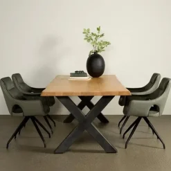 Tower living Eettafels|Tiago Eettafel met X poot rechthoek acacia hout naturel 180×90