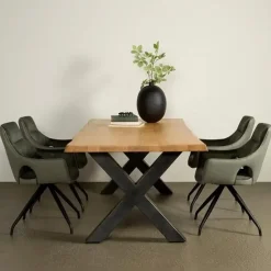 Tower living Eettafels|Tiago Eettafel met X poot rechthoek acacia hout naturel 200×100