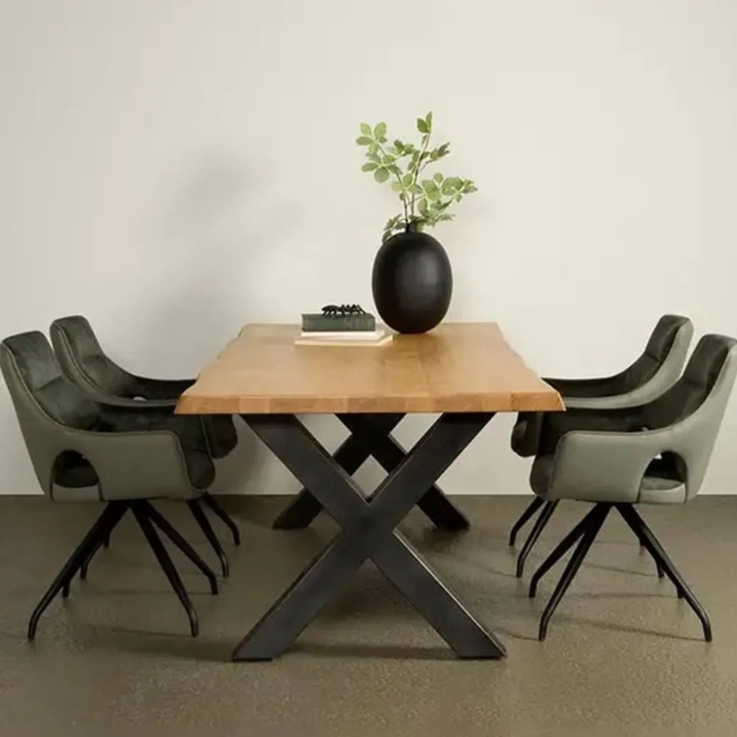 Tower living Eettafels|Tiago Eettafel met X poot rechthoek acacia hout naturel 220×100