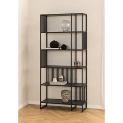 Nordhavn Boekenkasten|Industriele Kasten|Tissaro Boekenkast Hoog Zwart 85cm