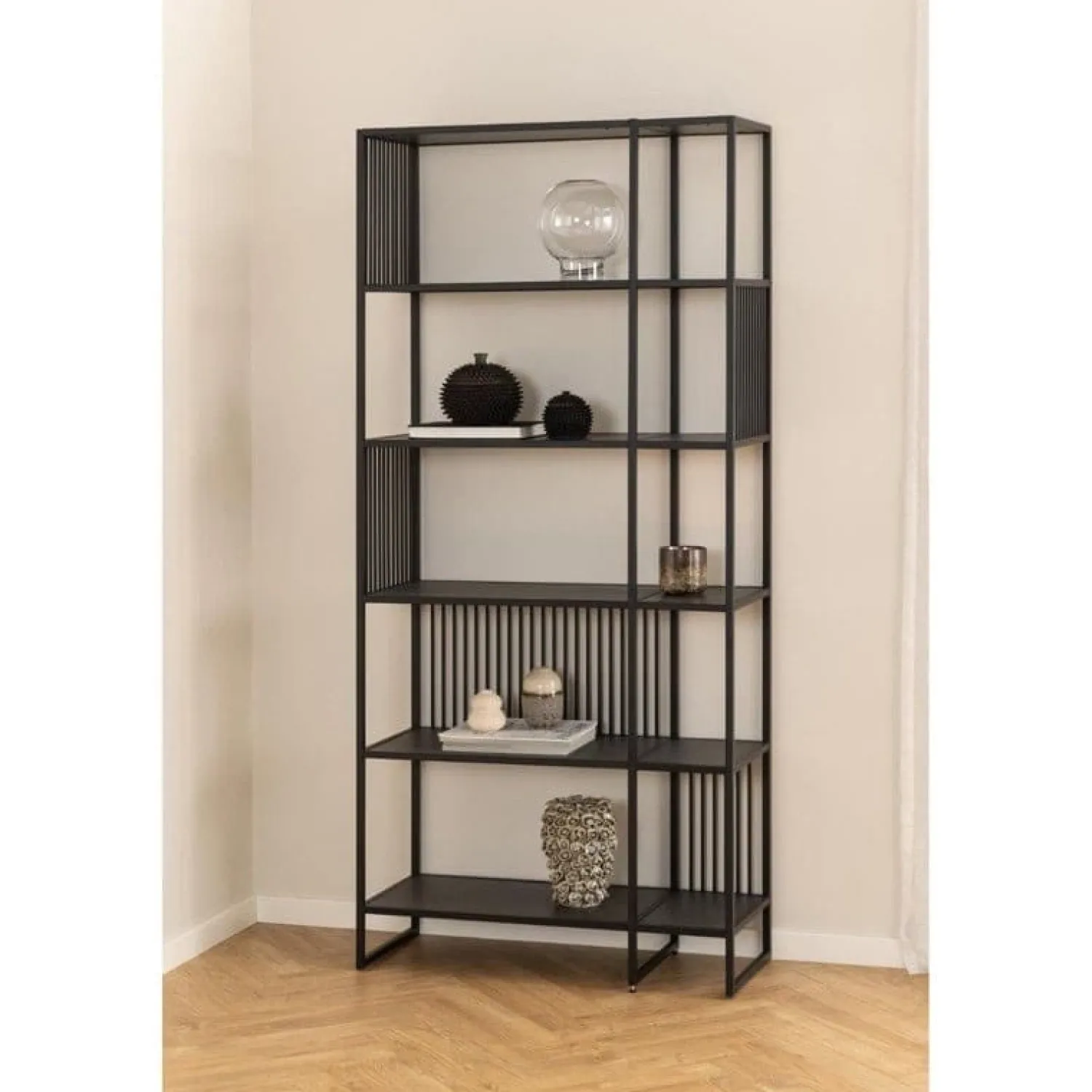Nordhavn Boekenkasten|Industriele Kasten|Tissaro Boekenkast Hoog Zwart 85cm