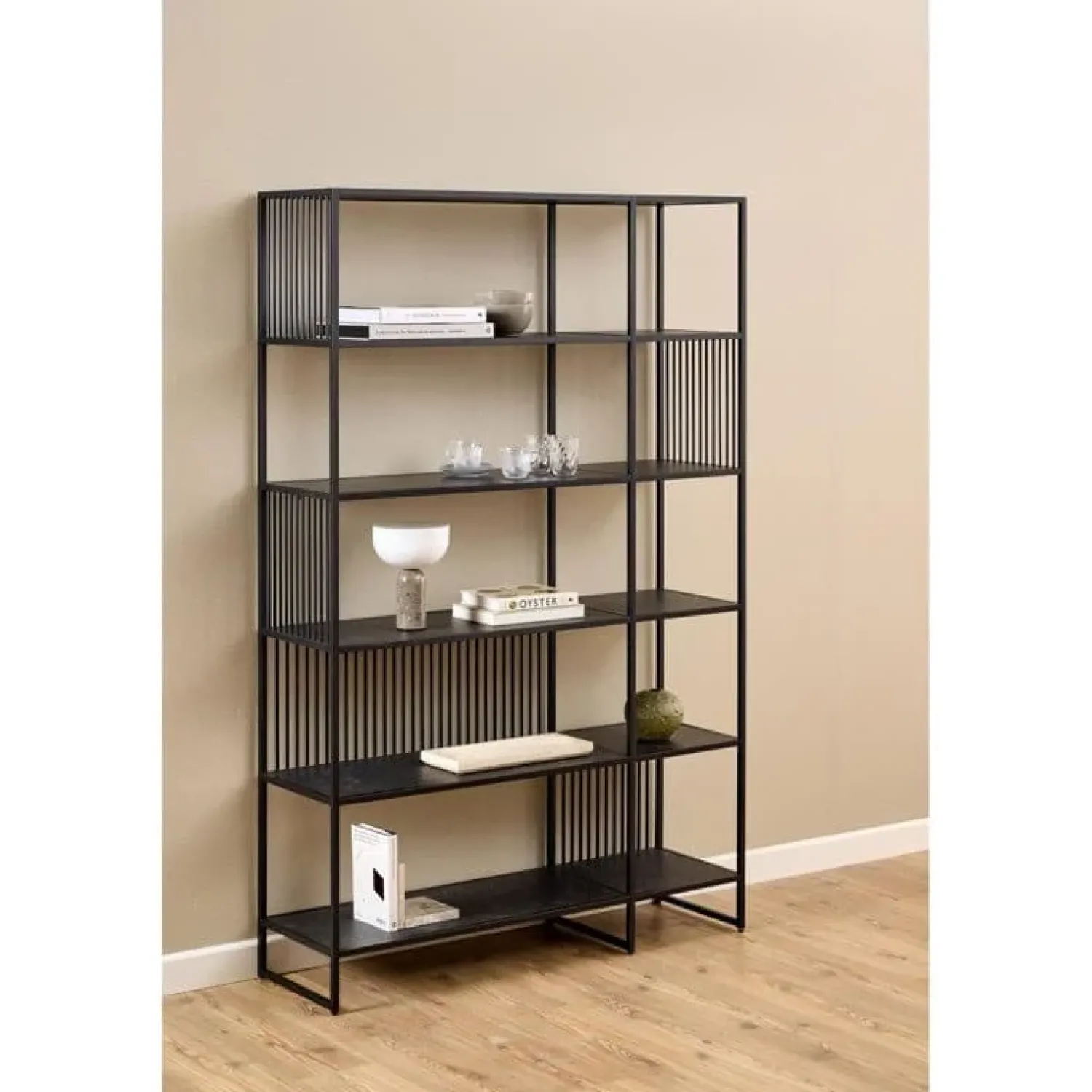 Nordhavn Boekenkasten|Industriele Kasten|Tissaro Boekenkast Hoog Zwart 120cm