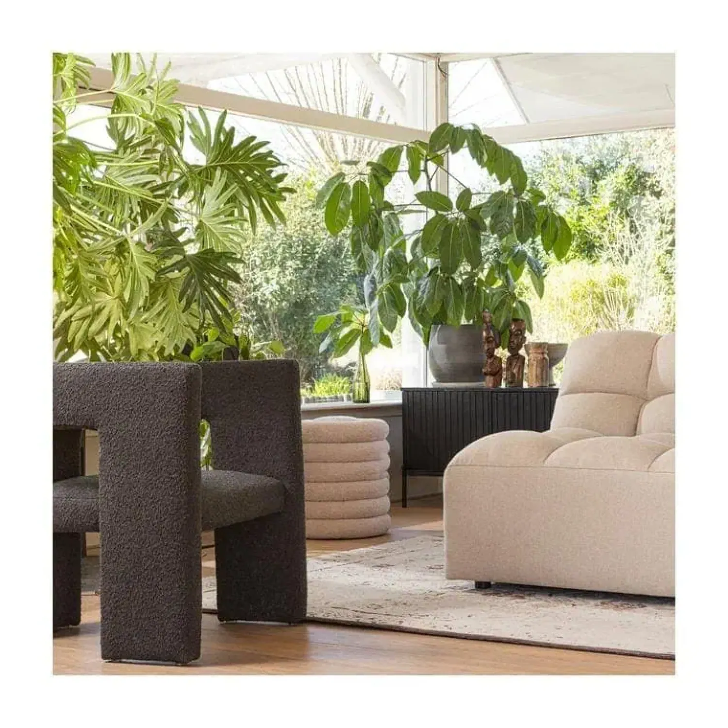 WOOOD Fauteuils|Tiwa Fauteuil Boucle Donkergrijs