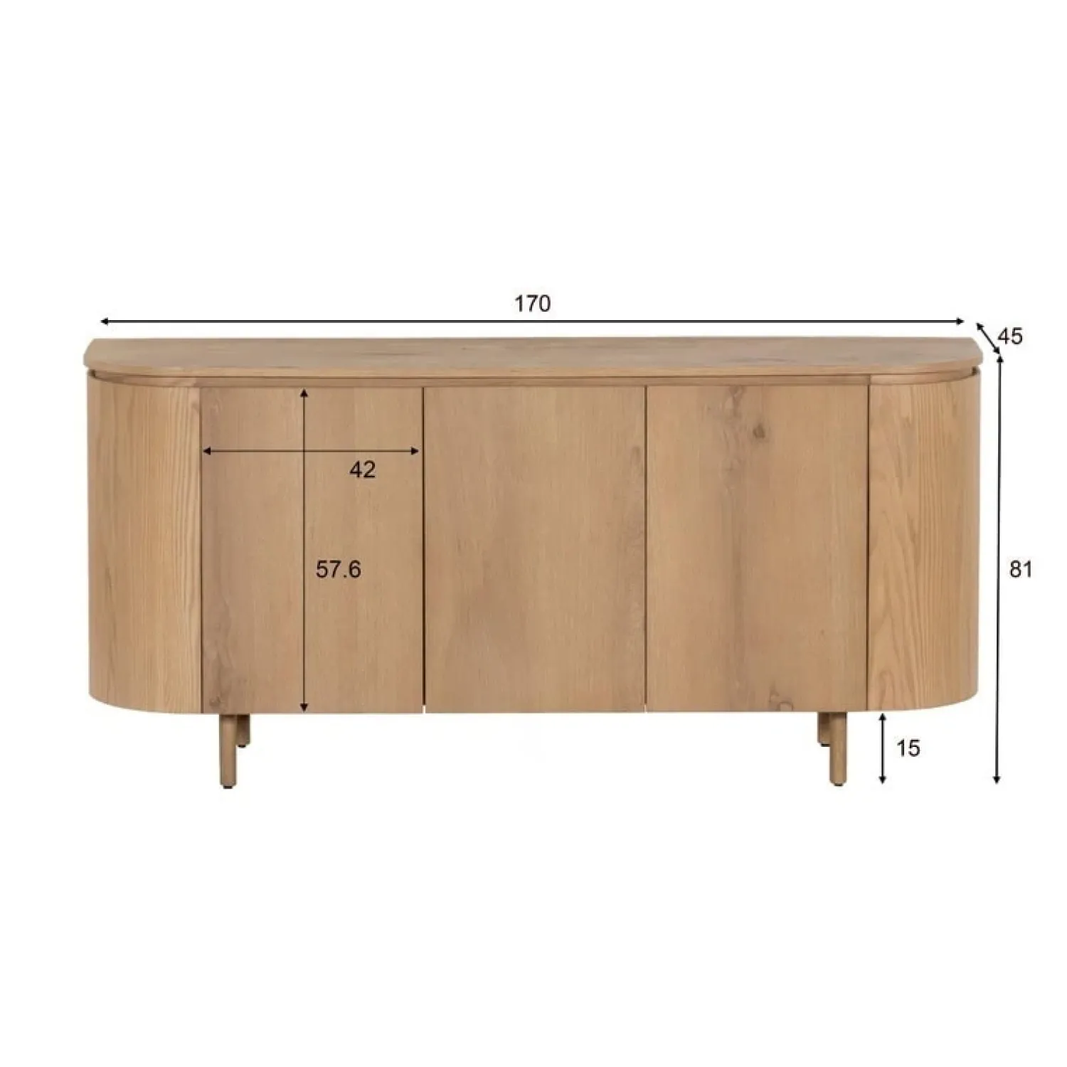 Livingfurn Dressoirs|Industriele Kasten|Tobago Dressoir naturel eiken 170cm