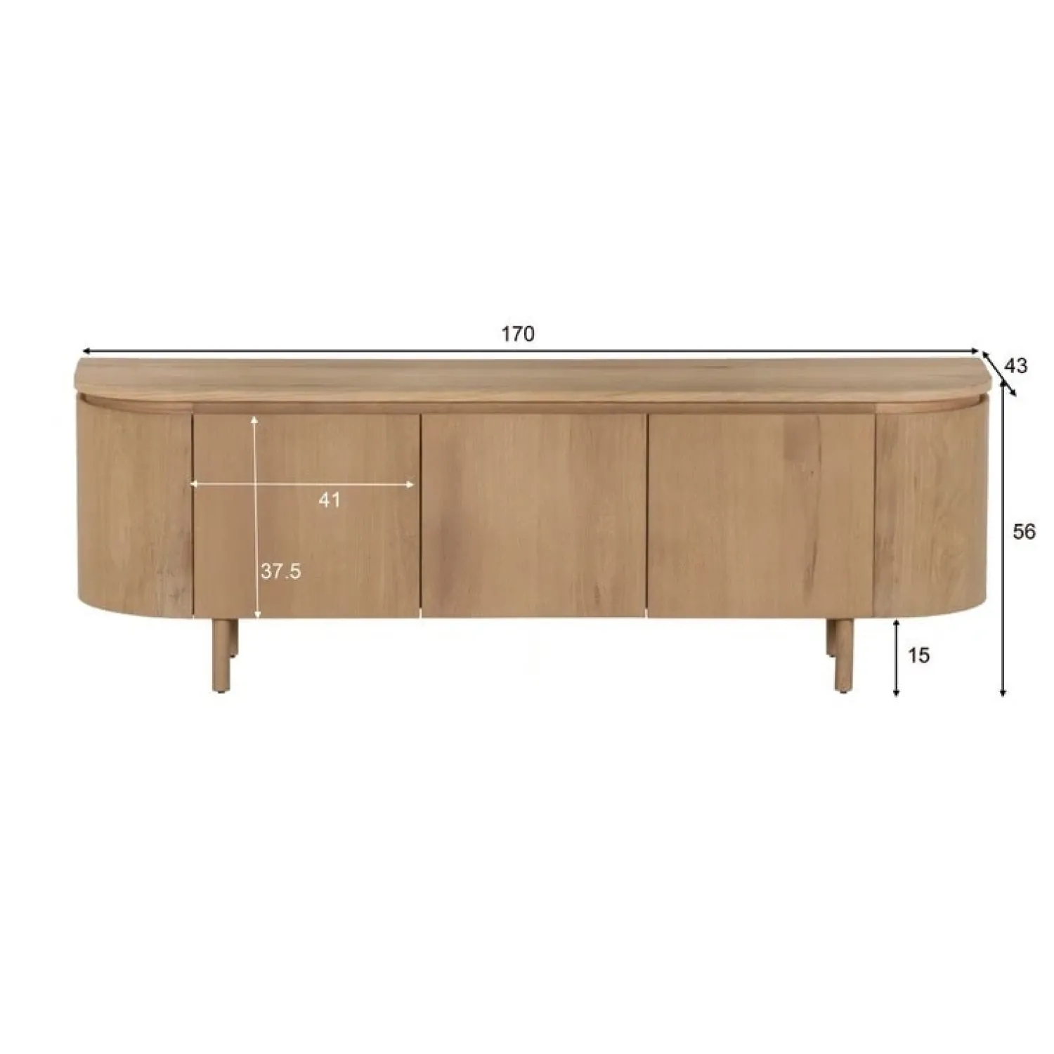 Livingfurn Industriele Kasten|Tv Meubels|Tobago Tv meubel naturel eiken 170cm