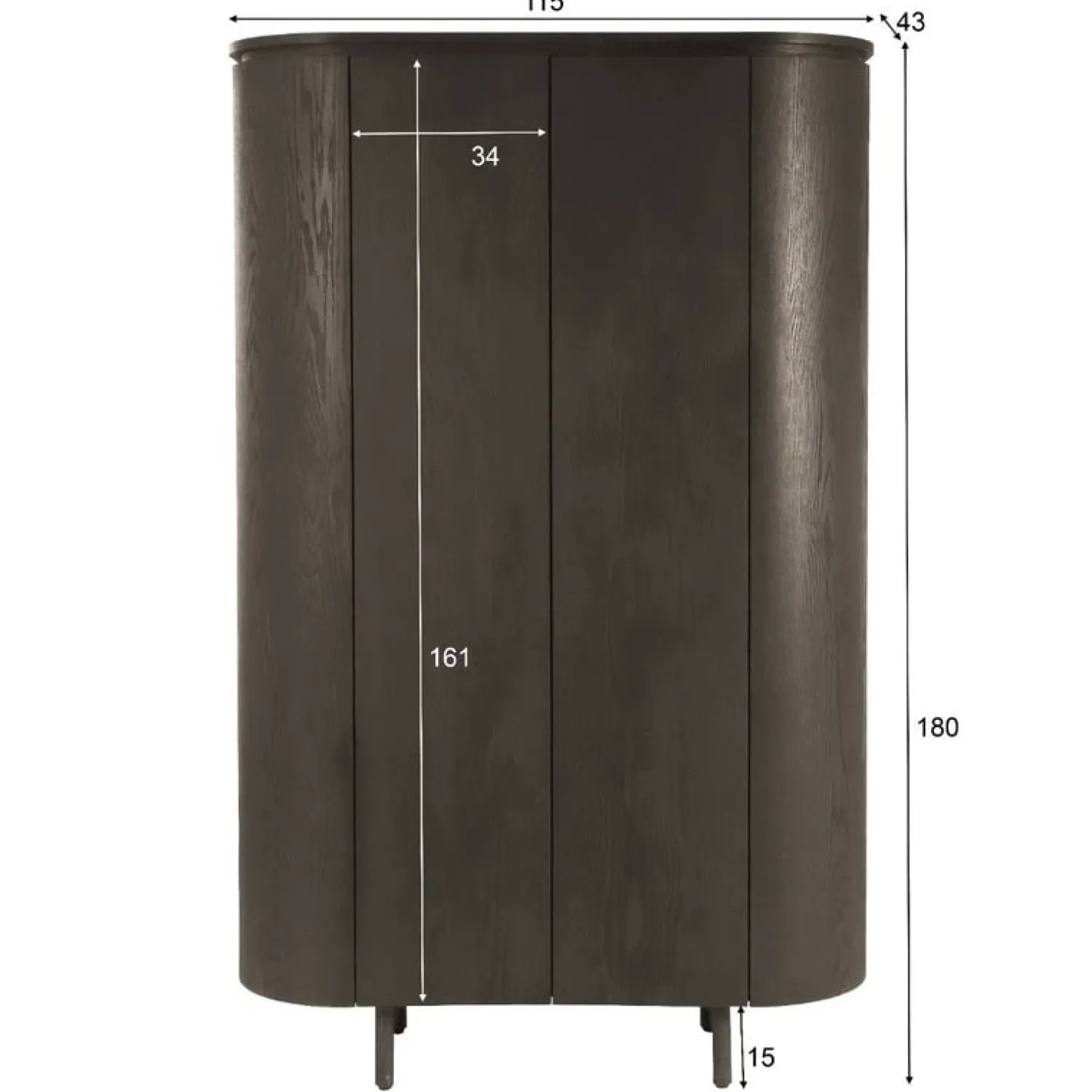 Livingfurn Wandkasten|Industriele Kasten|Tobago Wandkast hoog Espresso eiken 180cm