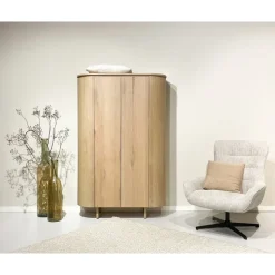 Livingfurn Wandkasten|Industriele Kasten|Tobago Wandkast hoog naturel eiken 180cm