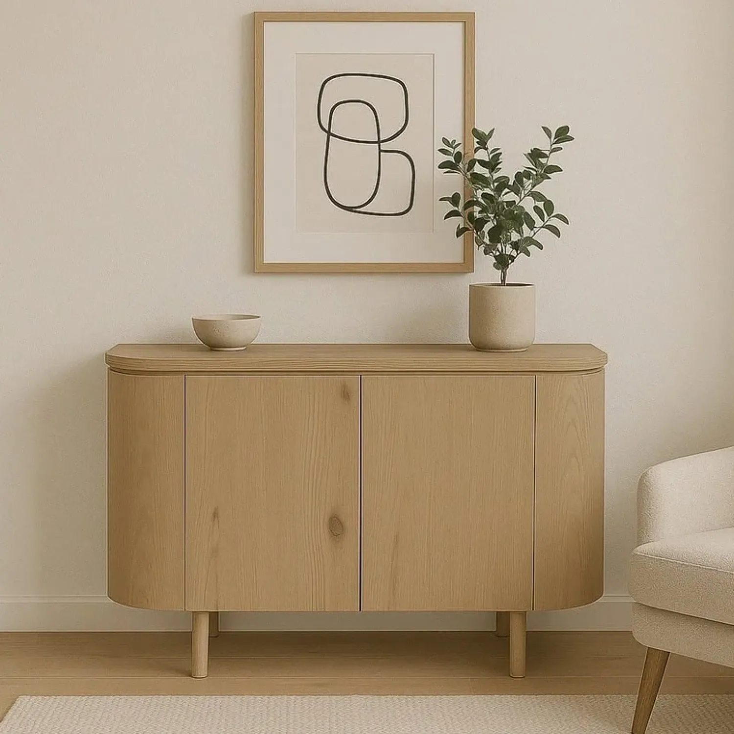 Livingfurn Dressoirs|Industriele Kasten|Tobago Wandkast laag naturel eiken 115cm