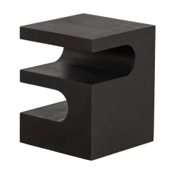 WOOOD Industriele Kasten|Nachtkastjes|Toma Bijzettafel Mangohout Zwart 40cm