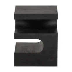 WOOOD Industriele Kasten|Nachtkastjes|Toma Bijzettafel Mangohout Zwart 40cm