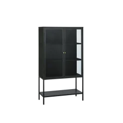 LykkeHome Vitrinekasten|Industriele Kasten|Tommy Vitrinekast Zwart 90cm