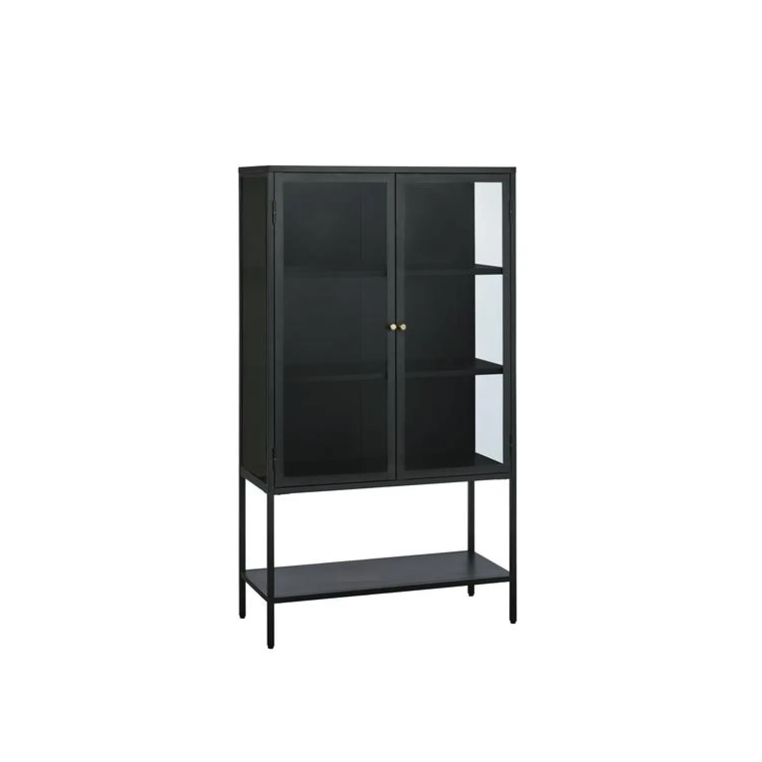 LykkeHome Vitrinekasten|Industriele Kasten|Tommy Vitrinekast Zwart 90cm