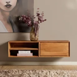 Furndea Industriele Kasten|Tv Meubels|Tony Zwevend Tv meubel Naturel Mangohout 120 cm